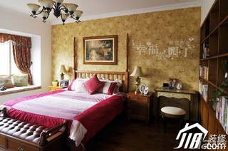 非空美式乡村风格复式舒适卧室床效果图