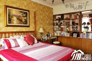 非空美式乡村风格复式舒适卧室床图片