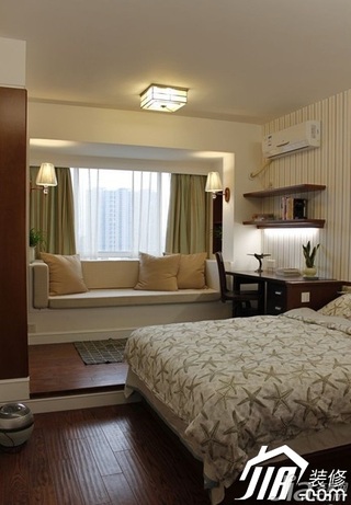 欧式风格三居室舒适富裕型卧室飘窗床效果图