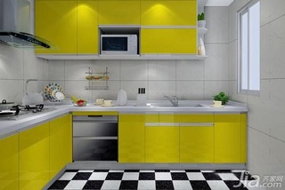 小户型实用黄色厨房橱柜设计图纸