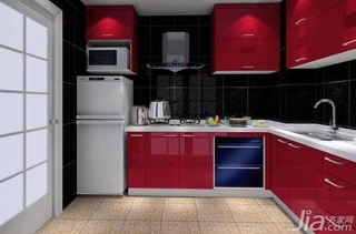 小户型实用红色厨房橱柜设计图