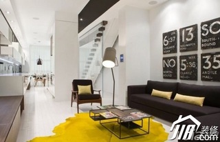 公寓黄色客厅背景墙沙发效果图