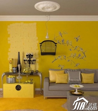 公寓黄色客厅沙发效果图