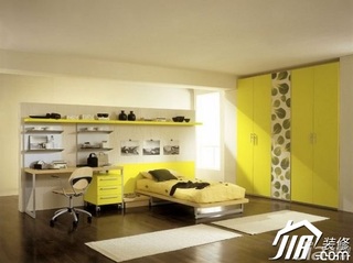 公寓黄色儿童房床图片