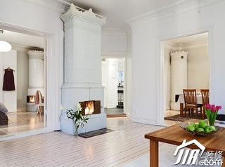 欧式风格公寓白色富裕型100平米客厅壁炉效果图
