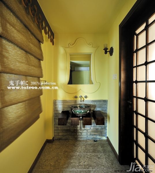 新古典风格,东南亚风格,公寓装修,卫浴间,洗手台 