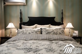 美式风格三居室10-15万120平米卧室床图片