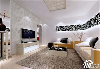 简约风格三居室简洁5-10万客厅电视背景墙沙发图片