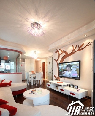 简约风格公寓简洁白色经济型90平米客厅电视背景墙茶几婚房家居图片