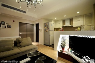 混搭风格公寓富裕型90平米客厅电视背景墙电视柜图片
