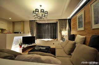 混搭风格公寓温馨富裕型90平米客厅飘窗窗帘效果图