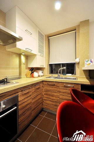 混搭风格公寓富裕型90平米厨房橱柜效果图