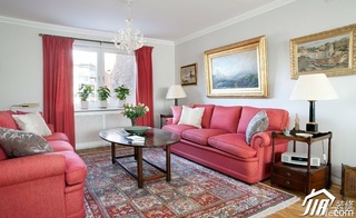 欧式风格公寓可爱红色客厅沙发背景墙沙发图片