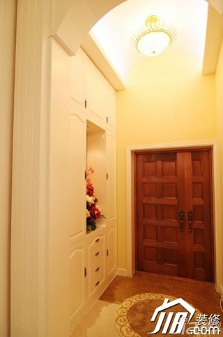 混搭风格复式暖色调豪华型门厅吊顶玄关柜图片