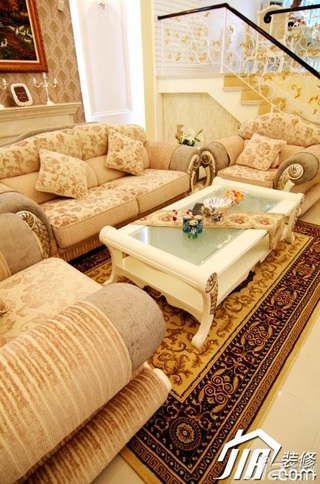 混搭风格复式奢华暖色调豪华型客厅沙发背景墙沙发效果图