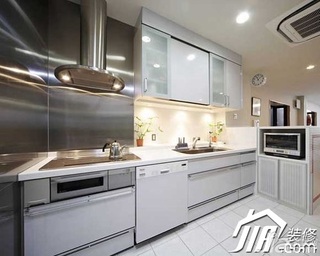 日式风格公寓简洁白色经济型120平米厨房灯具效果图