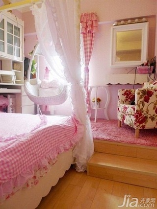 田园风格梦幻粉色70平米卧室二手房设计图