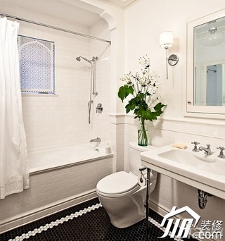 简约风格复式简洁白色富裕型卫生间背景墙洗手台图片