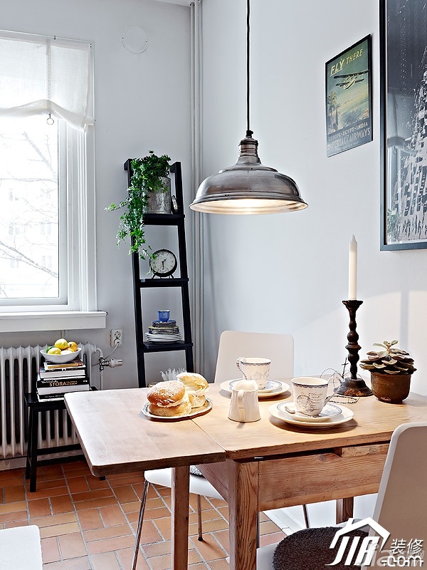 北欧风格,一居室装修,50平米装修,欧式风格,餐桌,装饰画,灯具