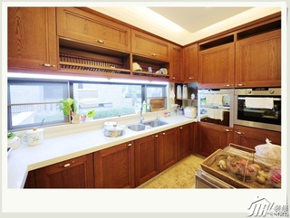 混搭风格公寓原木色富裕型120平米厨房橱柜设计图