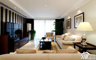 混搭风格公寓富裕型90平米客厅电视背景墙沙发图片