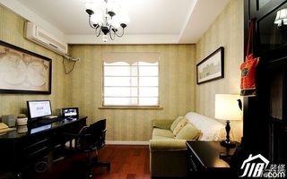 混搭风格公寓富裕型90平米书房沙发背景墙书桌图片