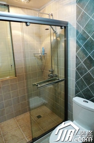 美式乡村风格公寓富裕型120平米淋浴房定制