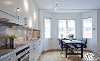 简约风格二居室简洁白色厨房橱柜设计图纸