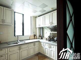欧式风格复式简洁白色豪华型厨房吊顶橱柜设计图