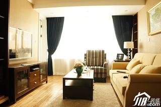 美式乡村风格公寓简洁富裕型90平米客厅沙发背景墙电视柜效果图