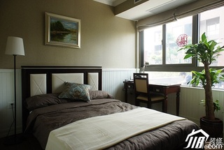美式乡村风格公寓富裕型90平米卧室卧室背景墙床效果图
