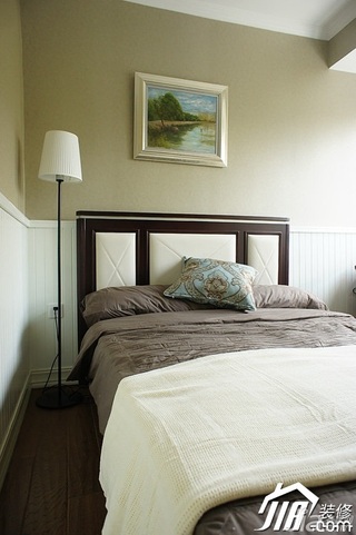 美式乡村风格公寓富裕型90平米卧室卧室背景墙床图片