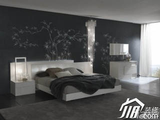 混搭风格公寓简洁富裕型卧室卧室背景墙床图片