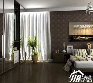 混搭风格公寓稳重富裕型卧室卧室背景墙床效果图