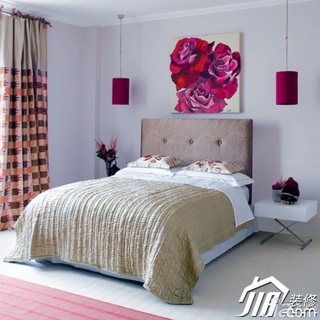 混搭风格公寓温馨富裕型卧室卧室背景墙床图片
