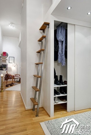 北欧风格小户型50平米衣帽间楼梯装修效果图