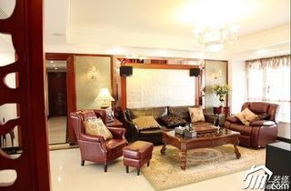 新古典风格公寓古典豪华型120平米客厅沙发背景墙沙发图片