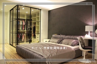 混搭风格复式舒适富裕型90平米卧室床图片