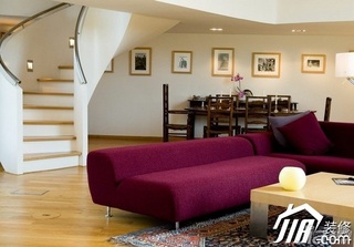 loft风格复式客厅楼梯沙发效果图