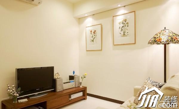 美式乡村风格,40平米装修,卧室,电视柜,落地灯