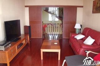 简约风格别墅红色经济型120平米客厅沙发背景墙沙发效果图