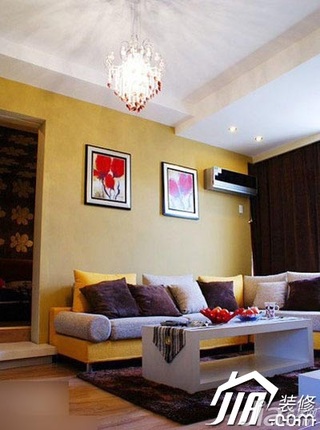 简约风格公寓黄色经济型80平米客厅沙发婚房设计图