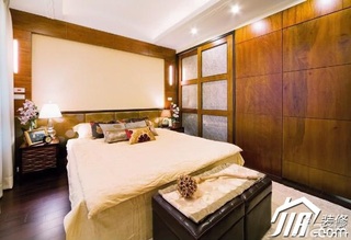 中式风格15-20万卧室卧室背景墙床图片