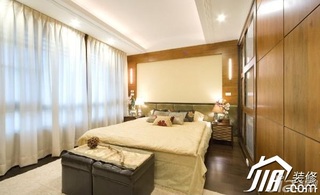 中式风格15-20万卧室床效果图
