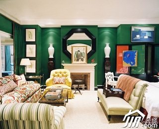 欧式风格小清新绿色富裕型客厅沙发图片