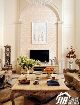欧式风格别墅豪华型客厅电视背景墙沙发效果图