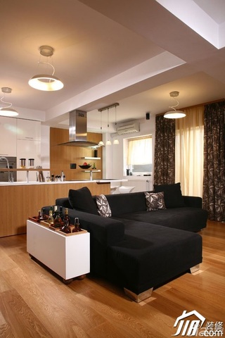 简约风格公寓富裕型80平米客厅吧台沙发图片