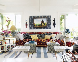 东南亚风格别墅白色经济型客厅沙发效果图