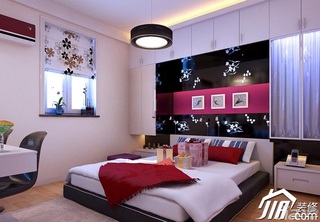 简约风格小户型50平米卧室背景墙床图片