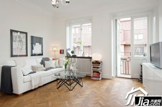 欧式风格小户型白色富裕型客厅沙发图片